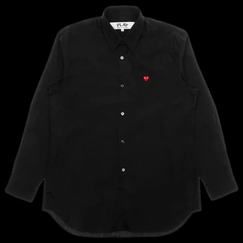 Comme des Garcons Play Small Red Emblem Button Up Shirt Black