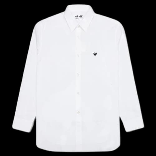 Comme des Garcons Play Small Black Emblem Button Up Shirt White