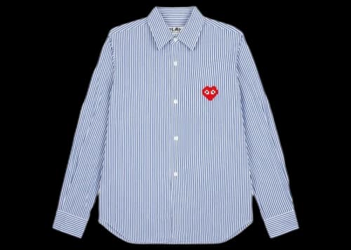 Comme des Garcons Play x Invader Women's Broad Stripe Shirt Blue