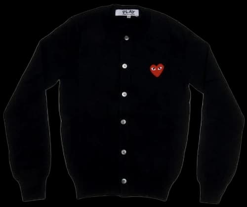 Comme des Garcons Play Women's Red Heart Knit Cardigan Sweater Black