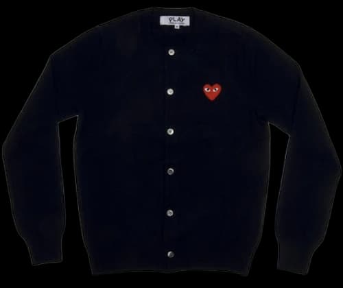 Comme des Garcons Play Women's Red Heart Knit Cardigan Sweater Navy