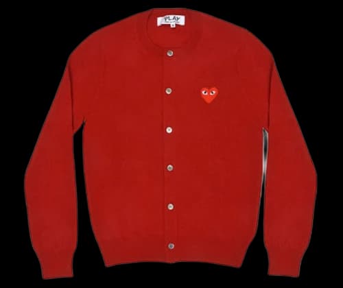 Comme des Garcons Play Women's Red Heart Knit Cardigan Sweater Red