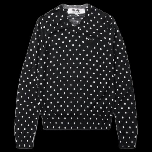 Comme des Garcons Play Polka Dot V Neck Sweater Black