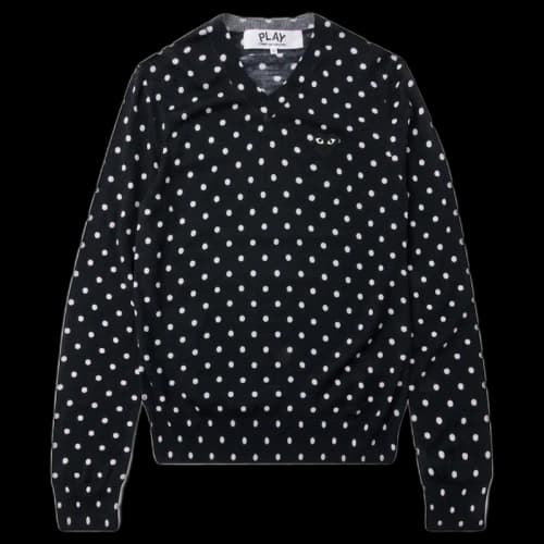 Comme des Garcons Play Polka Dot V Neck Sweater Navy