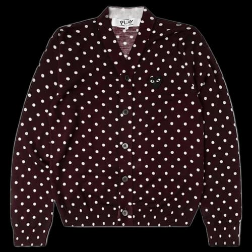 Comme des Garcons Play Polka Dot Cardigan Sweater Burgundy