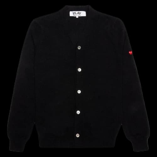 Comme des Garcons Play Small Heart on Sleeve Cardigan Sweater Black