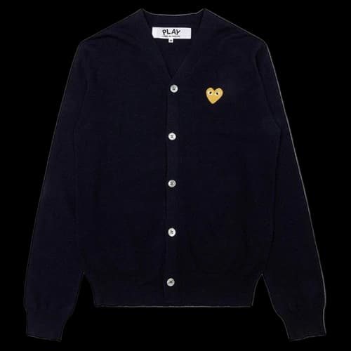 Comme des Garcons Play Gold Heart Knit Cardigan Sweater Navy