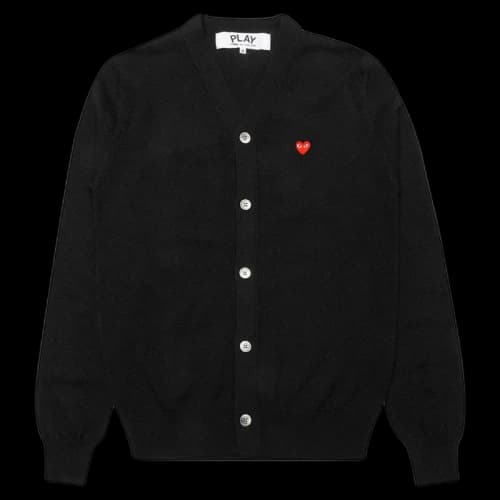 Comme des Garcons Play Little Red Heart Cardigan Sweater Black