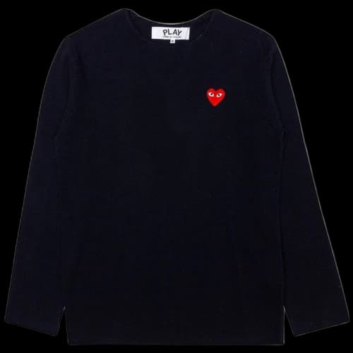 Comme des Garcons Play Women's Red Heart Crewneck Sweater Navy