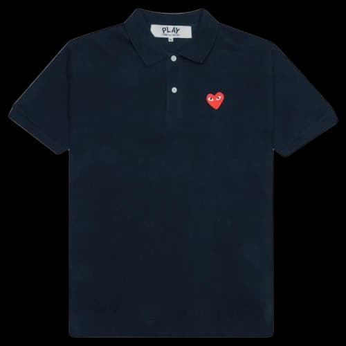 Comme des Garcons Play Women's Red Emblem Polo Navy