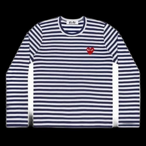 Comme des Garcons Play Women's Striped Long Sleeve T-shirt Navy/White