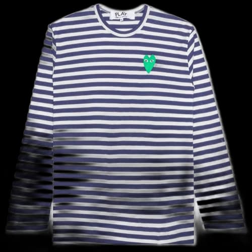 Comme des Garcons Play Green Emblem Striped L/S T-shirt Navy/White