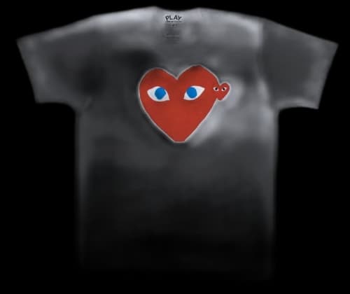 Comme des Garcons Play Women's Red Heart Blue Eyes T-shirt White