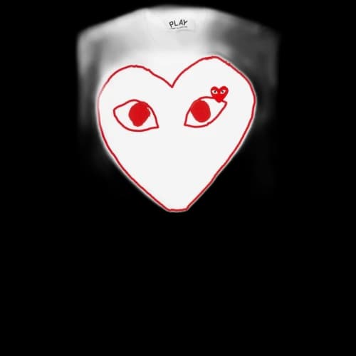 Comme des Garcons Play Women's Red Emblem Outline T-shirt White