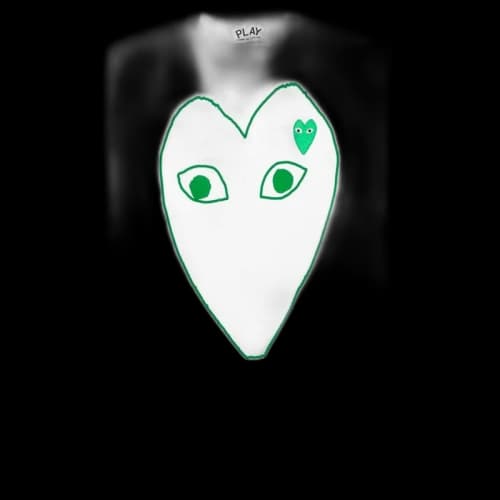 Comme des Garcons Play Green Emblem Outline T-shirt White