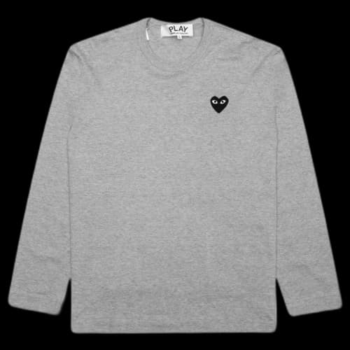 Comme des Garcons Play Women's Black Heart Emblem L/S T-shirt Grey