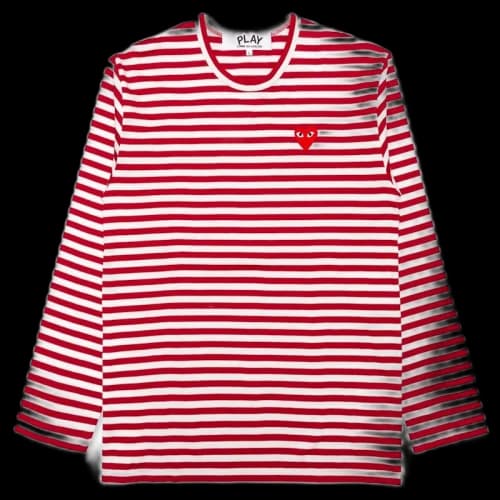 Comme des Garcons Play Women's Big Red Heart Striped L/S T-shirt Red/White