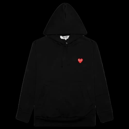 Comme des Garcons Play Women's Red Heart Hoodie Black