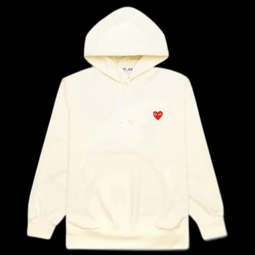 Comme des Garcons Play Women's Red Heart Hoodie Ivory