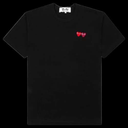 Comme des Garcons Play Double Hearts T-shirt Black