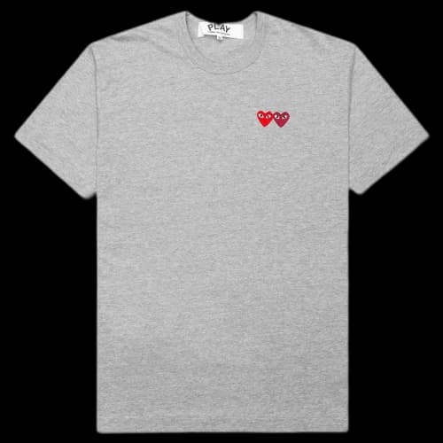 Comme des Garcons Play Double Hearts T-shirt Grey