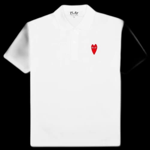 Comme des Garcons Play Long Red Heart Polo White