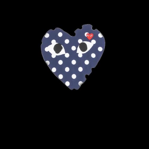 Comme des Garcons Play Women's Navy Polka Dot Full Heart T-shirt White