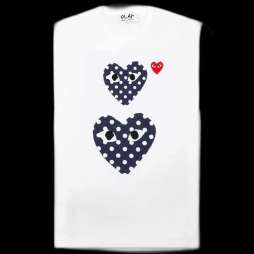 Comme des Garcons Play Navy Polka Dot Duo T-shirt White