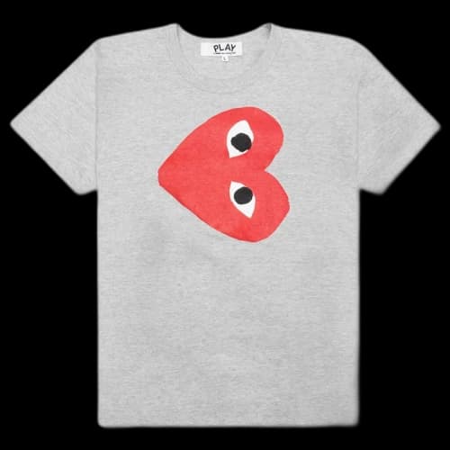 Comme des Garcons Play Women's Red Sideways Heart T-shirt Grey