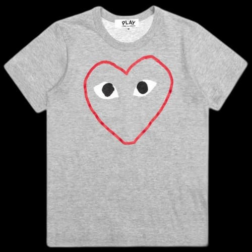 Comme des Garcons Play Women's Red Heart Sketch T-shirt Grey