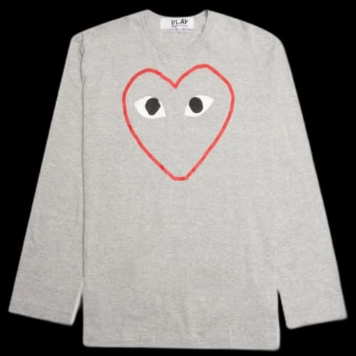 Comme des Garcons Play Women's Red Heart Sketch L/S T-shirt Grey
