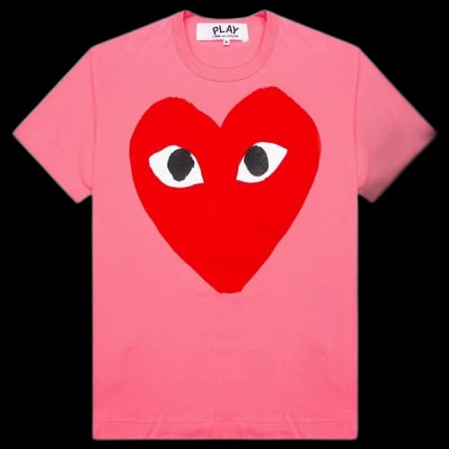 Comme des Garcons Play Women's Pastelle Red Heart T-shirt Pink