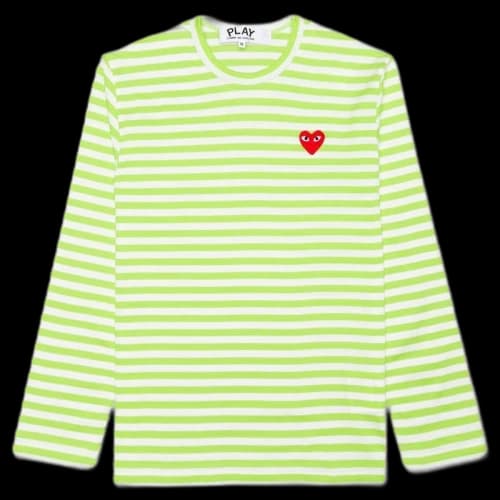 Comme des Garcons Play Pastelle Striped L/S T-shirt Green/White