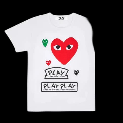 Comme des Garcons Play Multi Logo Red Heart T-shirt White