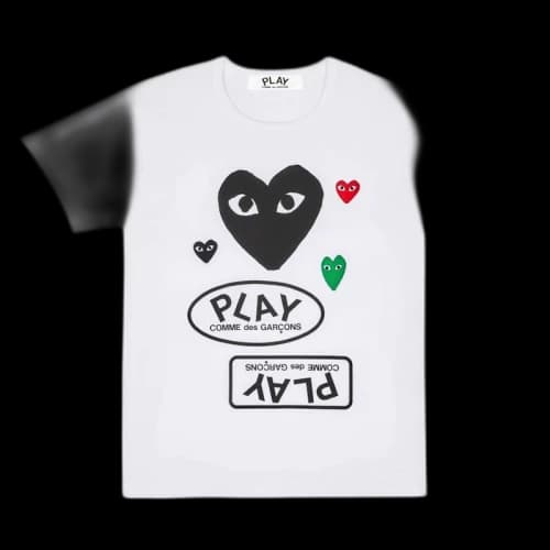 Comme des Garcons Play Women's Multi Logo Black Heart T-shirt White