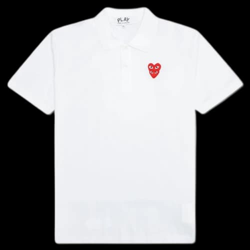 Comme des Garcons Play Stacked Heart Polo White