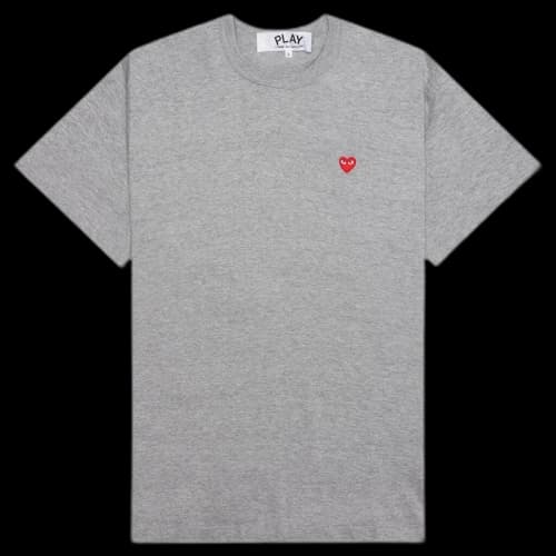 Comme des Garcons Play Women's Small Red Heart T-shirt Grey