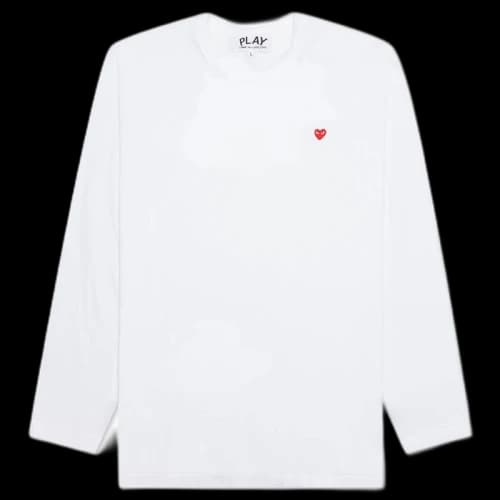 Comme des Garcons Play Women's Small Red Heart L/S T-shirt White