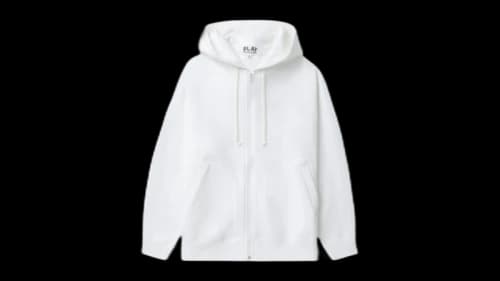 Comme des Garcons PLAY Heart Emblem Zip-Up Hoodie White/Red