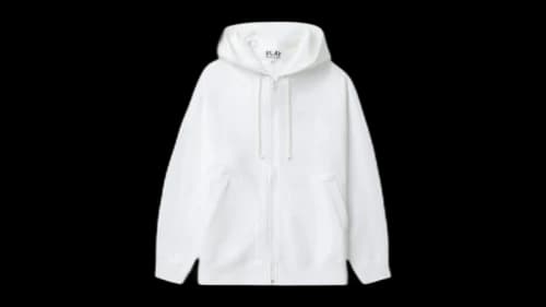 Comme des Garcons PLAY Heart Emblem Zip-Up Hoodie White/Black
