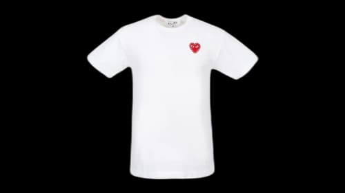 Comme des Garcons Rhinestone Heart S/S T-Shirt White