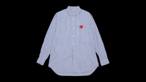 Comme des Garcons x Invader Pixelwappen Striped Shirt Blue