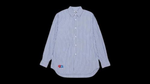 Comme des Garcons x Invader Doublewappen Striped Shirt Blue