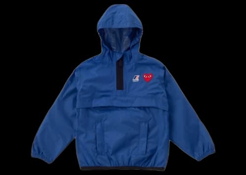 Comme des Garcons Play x K-Way Kids Half Zip Jacket Blue