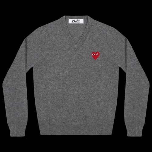Comme des Garçons PLAY Heart V Neck Pullover 'Grey'