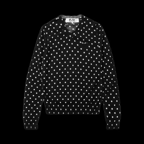Comme des Garcons PLAY Play Polka Dot V Neck Sweater Black