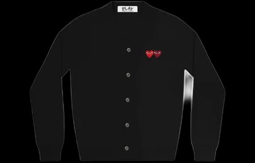 Comme des Garcons PLAY Play Double Heart Cardigan Sweater Black