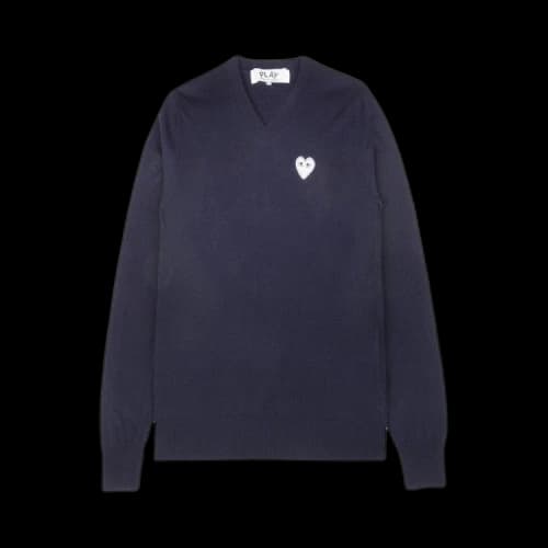 Comme des Garçons PLAY Heart V-Neck Sweater 'Blue'