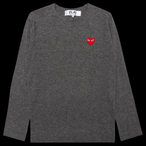 Comme des Garcons PLAY Play Women's Red Heart Crewneck Sweater Grey