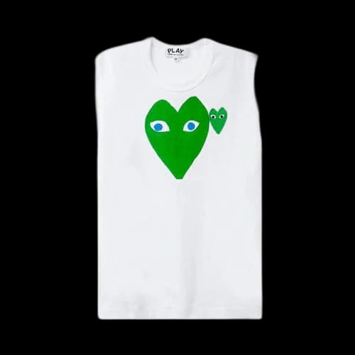 Comme des Garcons PLAY Play Blue Eyed Green Heart T-shirt White